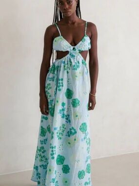 Sabo Asher Skirted Maxi Dress in Corsage Blue NWT SZ XS